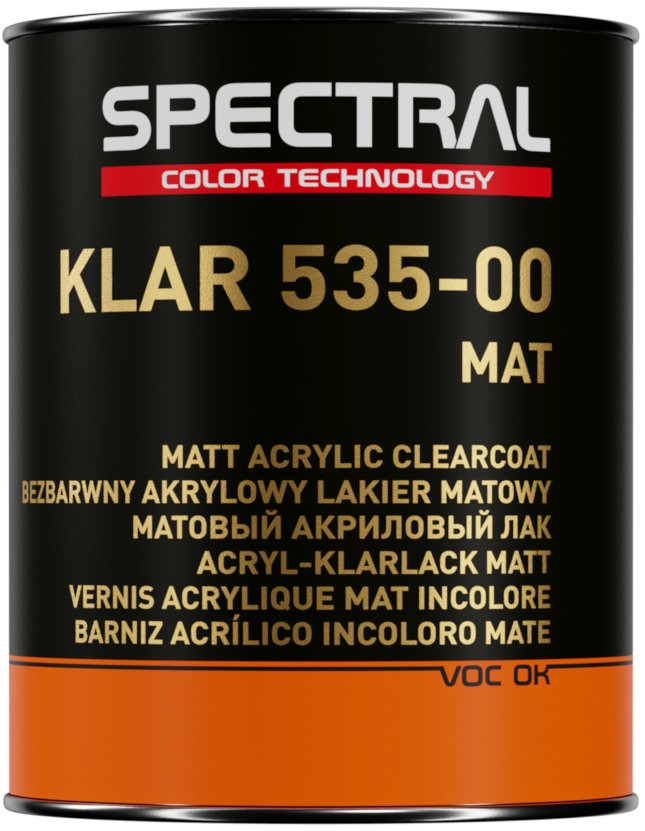KLAR 535–00 MAT - Vernis acrylique incolore bi-composant mat