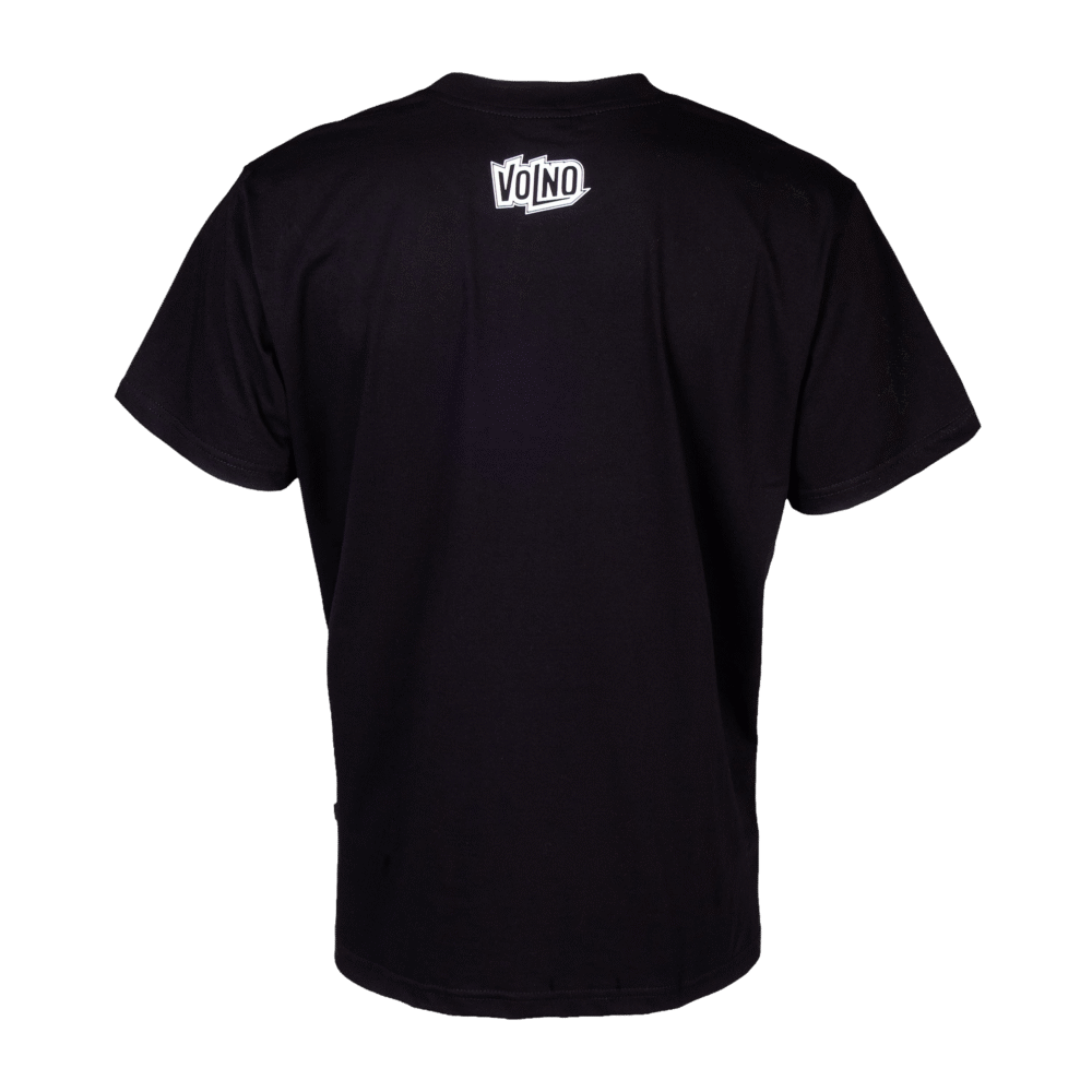 VOLNO HECTOR. Czarna koszulka oversize streetwear, szkielet z mechanicznym sercem w dłoniach - VOLNO