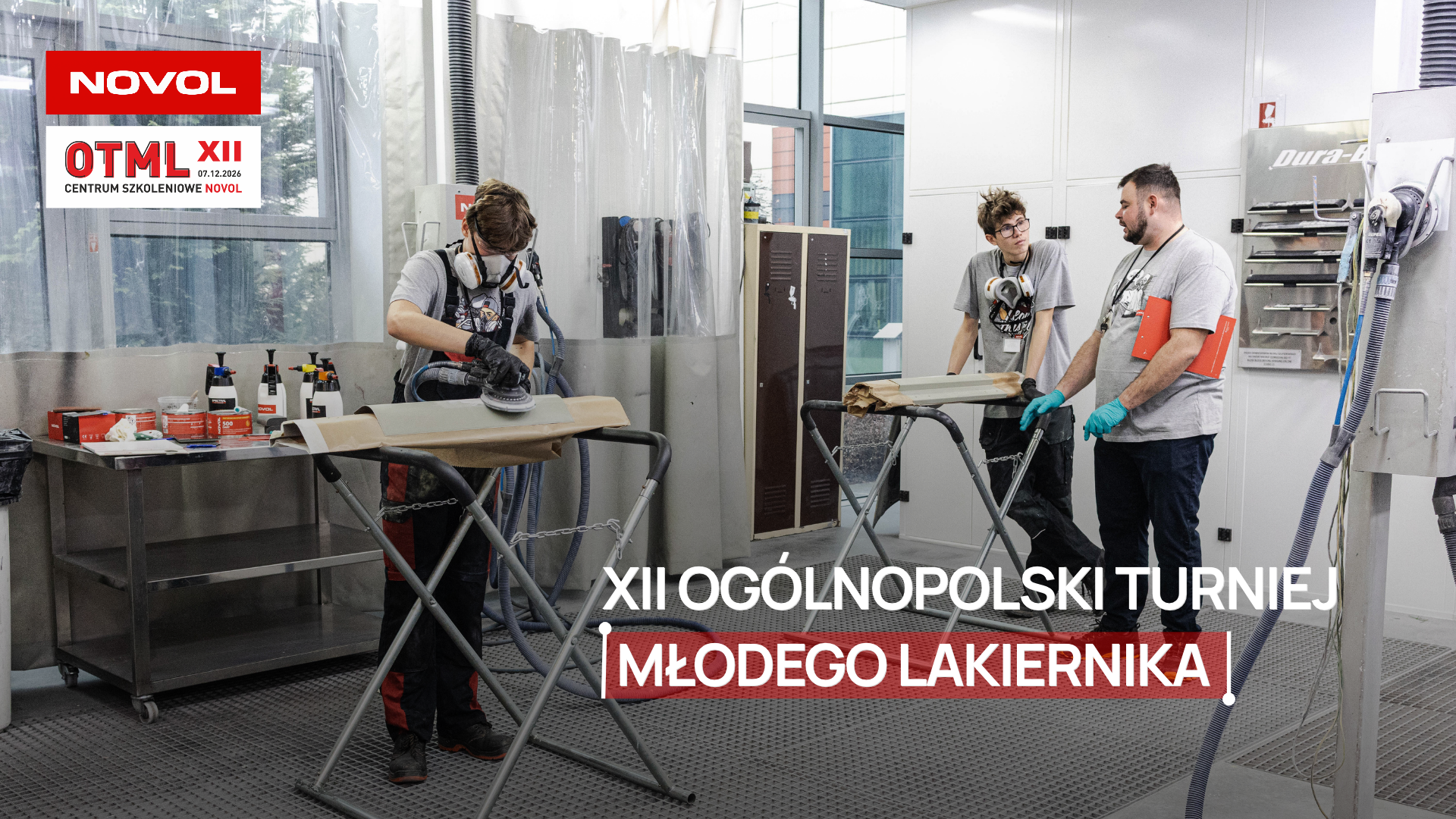XII Ogólnopolski Turniej Młodego Lakiernika - praca przy zadaniu konkursowym podczas finału turnieju w Komornikach w Centrum Szkoleniowym NOVOL XII Ogólnopolski Turniej Młodego Lakiernika – ruszyły zapisy - NOVOL